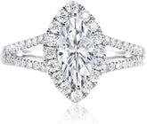 Marquise Cut CVD Diamond 925 10K Gold Engagement Ring for Women