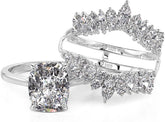 2PCS Cushion Cut CVD Diamond 14K Gold Interchangeable Bridal Engagement & We