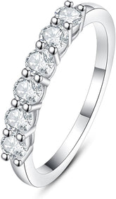 Round Brilliant Cut 6-Stone Moissanite Eternity Wedding Band Ring for Women