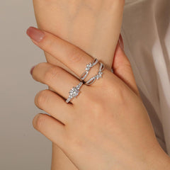 2 PC Twist Infinity Sterling Silver Bridal Wedding & Engagement Ring Set for Women