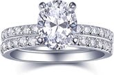 2 PC Oval Cut Moissanite Bridal Wedding & Engagement Ring Set for Women