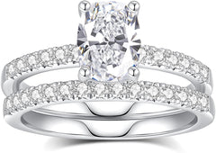 2 PC Oval Brilliant Cut CVD Diamond 10K Gold Bridal Wedding & Engagement Ring Set for Women