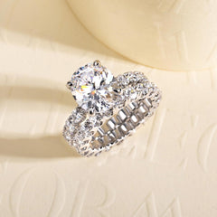 2 PC Oval Cut Moissanite Sterling Silver Bridal Sets