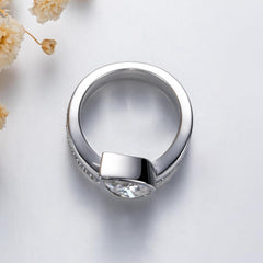 2 PC Pear Cut Crushed Ice Moissanite Sterling Silver Engagement & Wedding Guard Wrap Enhancer Ring Set