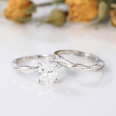 2 PC Oval Cut Moissanite Infinity Twisted Bridal Wedding & Engagement Ring Set for Women