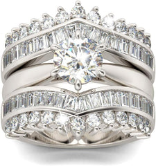 3PC Marquise Cut CVD Diamond Sterling Silver Wedding Ring Set – Solitaire Engagement, Bridal & Promise Rings for Women