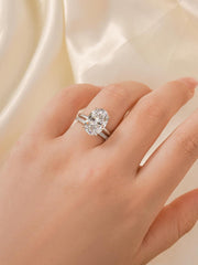 2 PC Oval Cut Moissanite Sterling Silver Bridal Wedding & Engagement Ring Set for Women