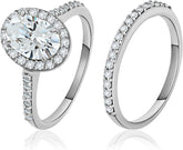 2 PC Oval Shape CVD Diamond 10K Gold Halo Bridal Wedding Engagement Ring Set