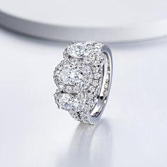 2 PC Oval Cut 3-Stone Moissanite Sterling Silver Bridal Wedding & Engagement Ring Set for Women