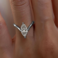 2PC Marquise Cut CVD Diamond 18K Gold Stackable Bridal Engagement & Wedding