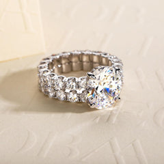 2 PC Oval Cut Moissanite Sterling Silver Bridal Sets