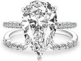 2PC Pear Cut Moissanite Sterling Silver Bridal Wedding & Engagement Ring Set with Open Band for Women