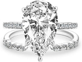 2PC Pear Cut CVD Diamond Sterling Silver Bridal Wedding & Engagement Ring Set with Open Band for Women