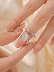2 PC Radiant Cut CVD Diamond 10K Gold Bridal Wedding Engagement Ring Set