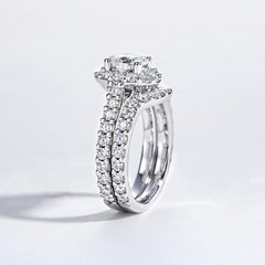 2 PC Oval Cut Moissanite Sterling Silver Bridal Wedding & Engagement Ring Set for Women