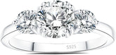 3-Stone Moissanite 925 Sterling Silver Bridal Engagement & Promise Ring for Women