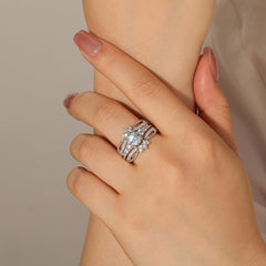 2 PC Twist Infinity Sterling Silver Bridal Wedding & Engagement Ring Set for Women