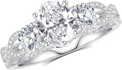 Oval Brilliant Cut Moissanite 925 Sterling Silver Retro Engagement Ring for Women