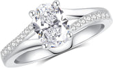 Oval Cut Moissanite Sterling Silver Engagement & Wedding Ring Jewelry Gift for Women