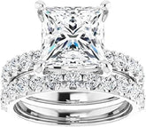 2PC Princess Cut Moissanite 925 Sterling Silver Bridal Engagement & Wedding Ring Set for Women