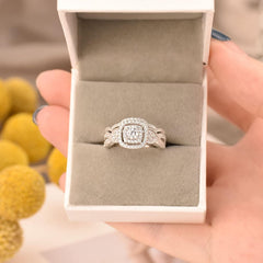 Round Brilliant Cut Wedding Rings Set for Women Round White Moissanite Engagement Rings Bridal Set Sterling Silver
