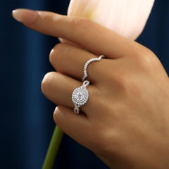 2 PC Round Brilliant Cut White Moissanite Sterling Silver Bridal Wedding & Engagement Ring Set for Women