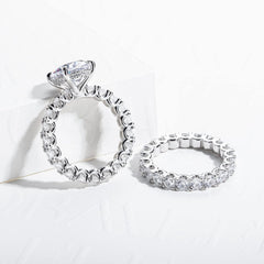 2PC Oval Cut Moissanite 925 Sterling Silver Bridal Engagement & Wedding Ring Set for Women