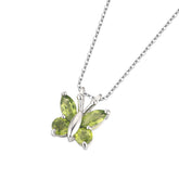 Natual Peridot Butterfly Necklace S925 Sterling Sliver Birthstone Gemstone Jewelry Anniversary Daily Engagement