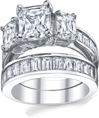 2 PC Radiant Cut CVD Diamond 10K Gold Bridal Wedding Engagement Ring Set for Women