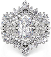 2 PC Radiant Cut Interchangeable CVD Diamond 14K Gold Bridal Wedding & Engagemen