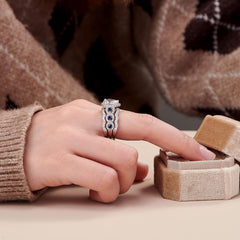 3pcs Pear Shape Moissanite Sterling Silver Bridal Wedding & Engagement Ring Set for Women