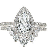 2 PC Vintage Halo CVD Diamond 18K Gold Bridal Wedding & Engagement Ring Set for