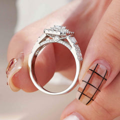 2 PC Radiant Cut Moissanite Sterling Silver Bridal Wedding & Engagement Ring Set for Women