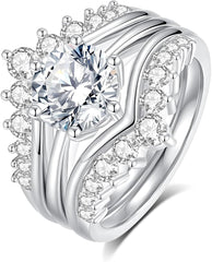 Round Cut Moissanite 925 Sterling Silver Bridal Engagement & Wedding Ring Set for Women – Promise & Anniversary Gift