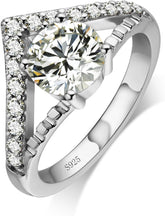 Round Cut Moissanite Halo Engagement & Wedding Band Ring for Women – S925 Sterling Silver