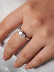 3-Stone Moissanite 925 Sterling Silver Bridal Engagement & Promise Ring for Women