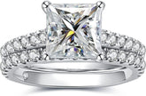 2 PC 3CT Sterling Silver Moissanite Bridal Sets
