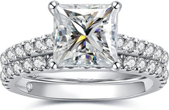 2 PC 3CT Sterling Silver Moissanite Bridal Sets