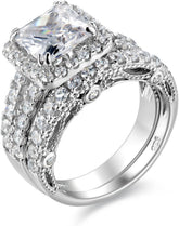2 PC Princess Cut CVD Diamond 10K Gold Bridal Wedding Engagement Ring Set for Women