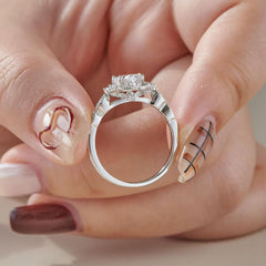 2 PC Pear Teardrop CVD Diamond Sterling Silver Wedding & Engagement Ring Set for Women