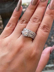 2 PC Round Cut Moissanite Halo Infinity Twisting Pave Bridal Wedding & Engagement Ring Set for Women