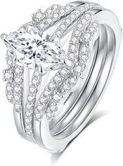 Marquise Cut Solitaire CVD Diamond S925 Sterling Silver Engagement & Wedding Ring for Women