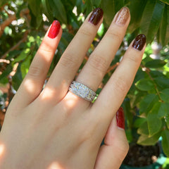 2 PC Princess Cut Three-Stone Moissanite Sterling Silver Wedding Ring Enhancer Bridal Set