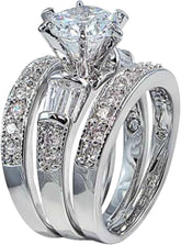 3 PC Princess Cut CVD Diamond 10K Gold Bridal Wedding Engagement Ring Set for Women