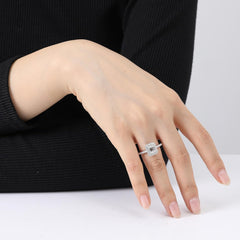 Emerald Cut Moissanite 925 Sterling Silver Half Eternity Engagement Ring for Women