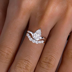 Pear Cut Moissanite Wedding Ring Sterling Silver Engagement Promise Anniversary Rings Bridal Sets for Women