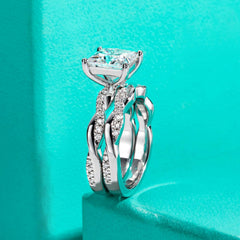 2 PC Princess Cut Moissanite Infinity Twisted Vine Sterling Silver Bridal Wedding & Engagement Ring Set for Women