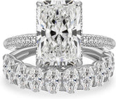 2 PC Radiant Cut CVD Diamond Sterling Silver Bridal Wedding Engagement Ring Set for Women