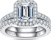 2PC 3CT 10K Gold Emerald Cut CVD Diamond Bridal Sets