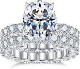 2 PC Oval Cut Moissanite Sterling Silver Bridal Sets
